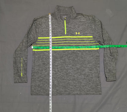 Under Armour Men Sport Gray Half Zip Polo T Shirt