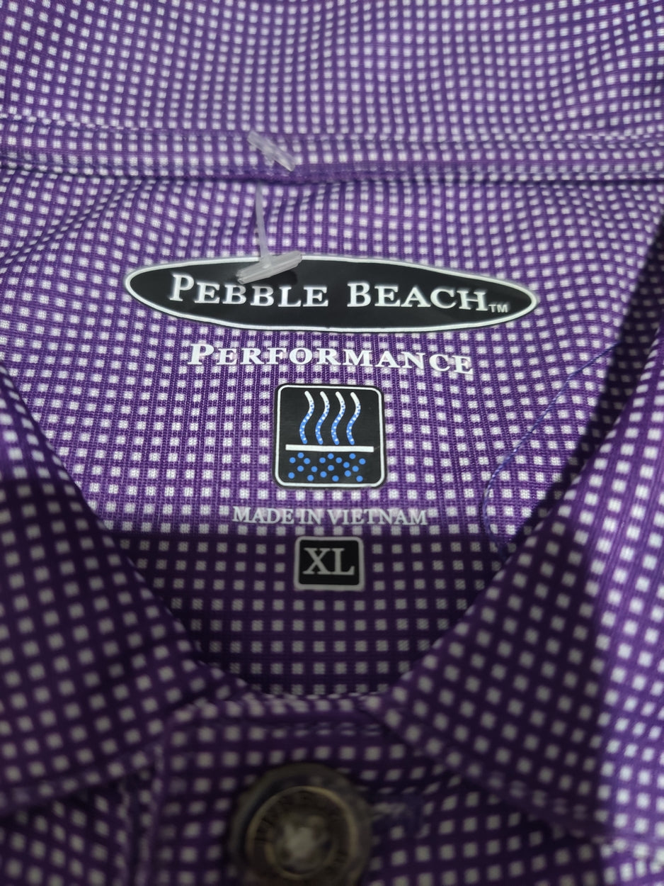 Pebble Beach Men Sport Purple Polo T Shirt