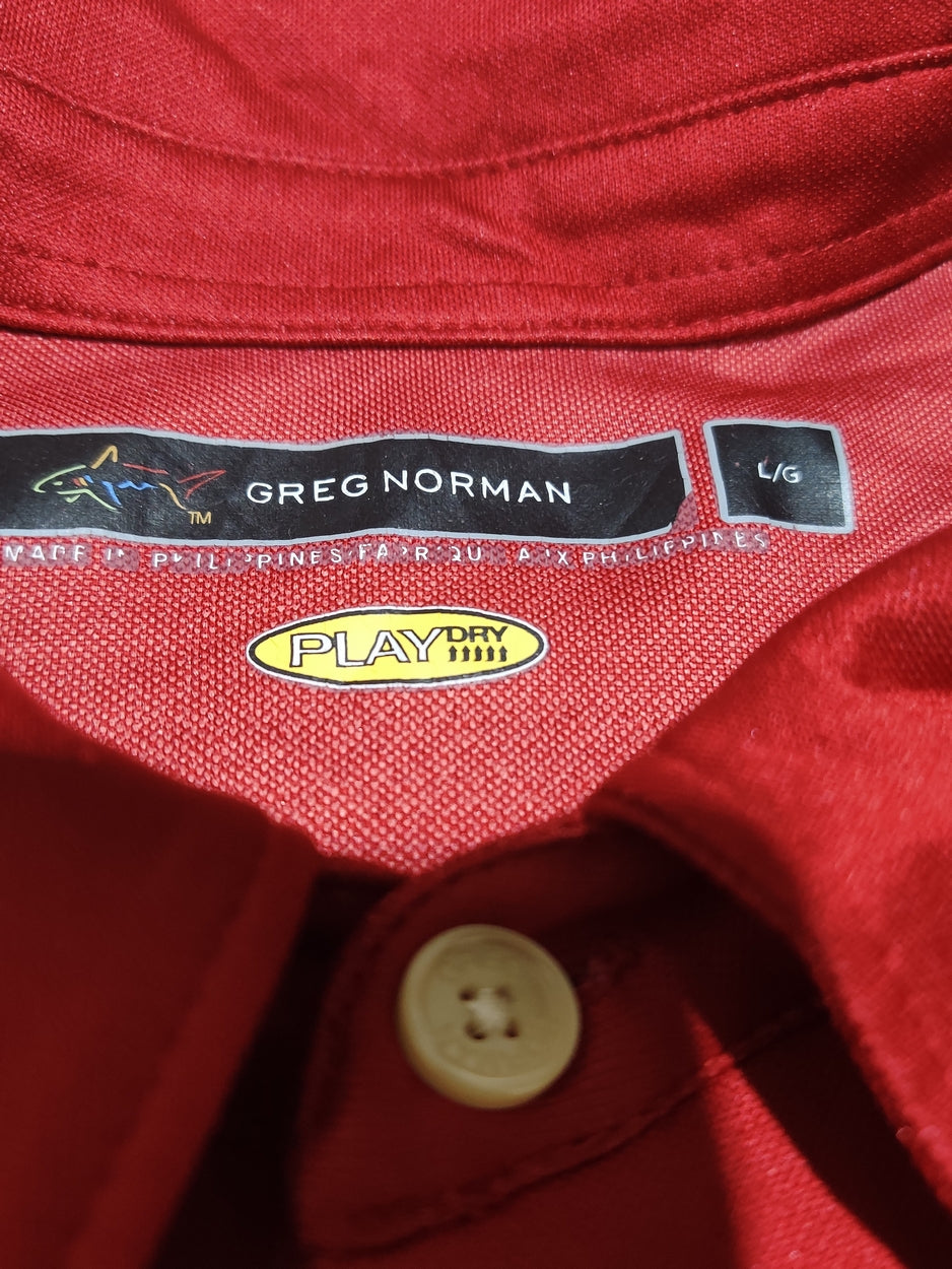 Greg Norman Men Sport Red Polo T Shirt