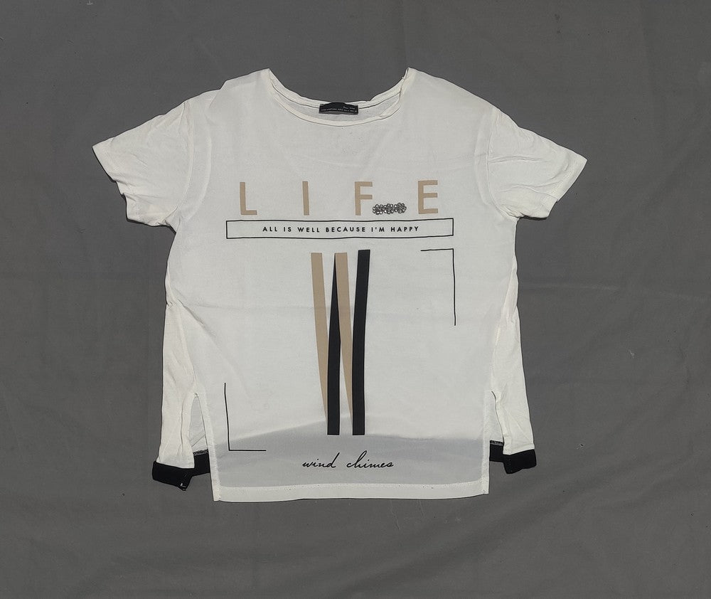 Zara W&B Women Sport White T Shirt