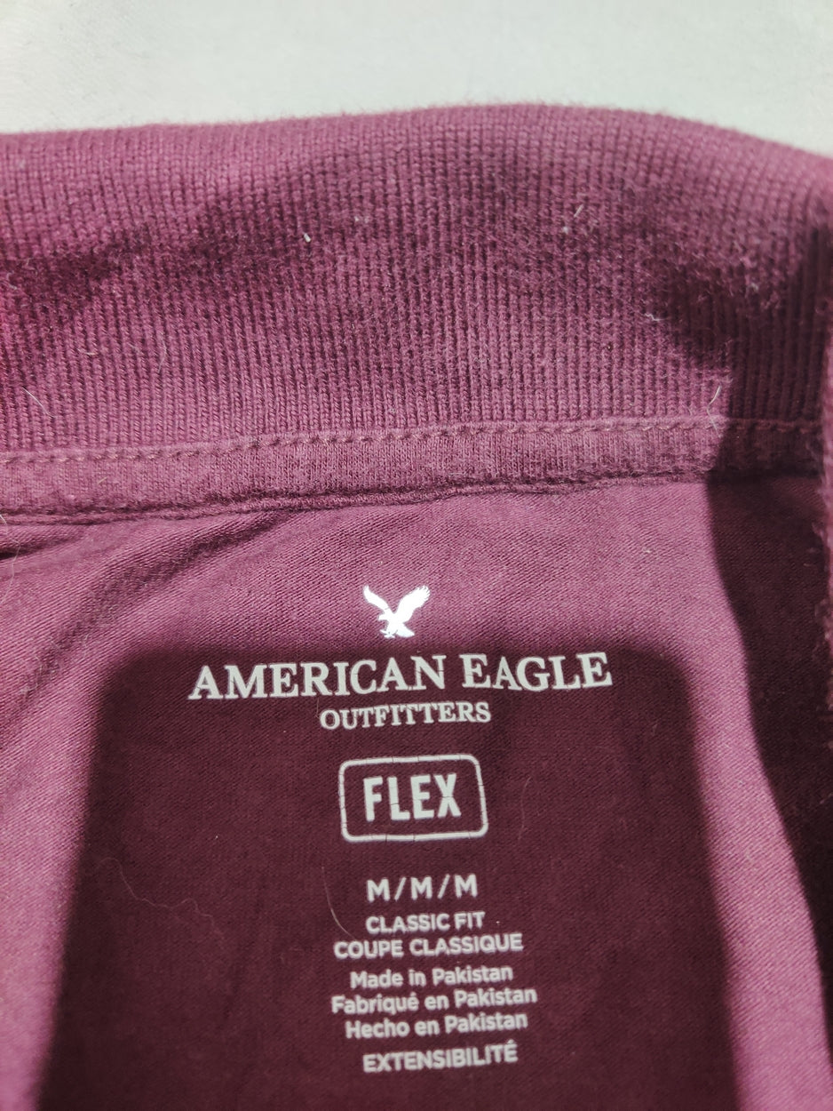 American Eagle Men Sport Maroon Polo T Shirt