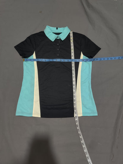 Izod Women Sport Black Polo T Shirt