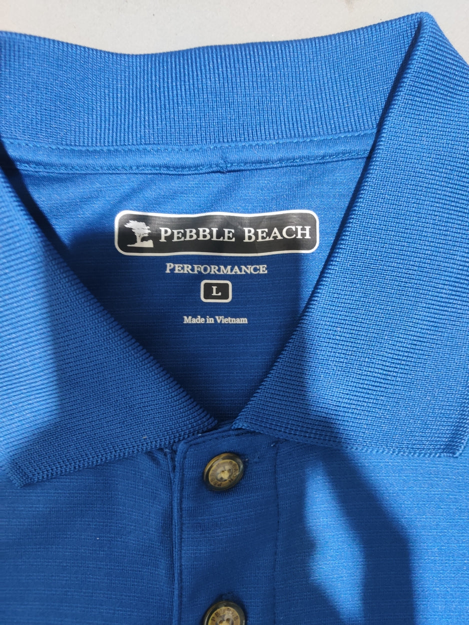 Pebble Beach Men Sport Blue Polo T Shirt