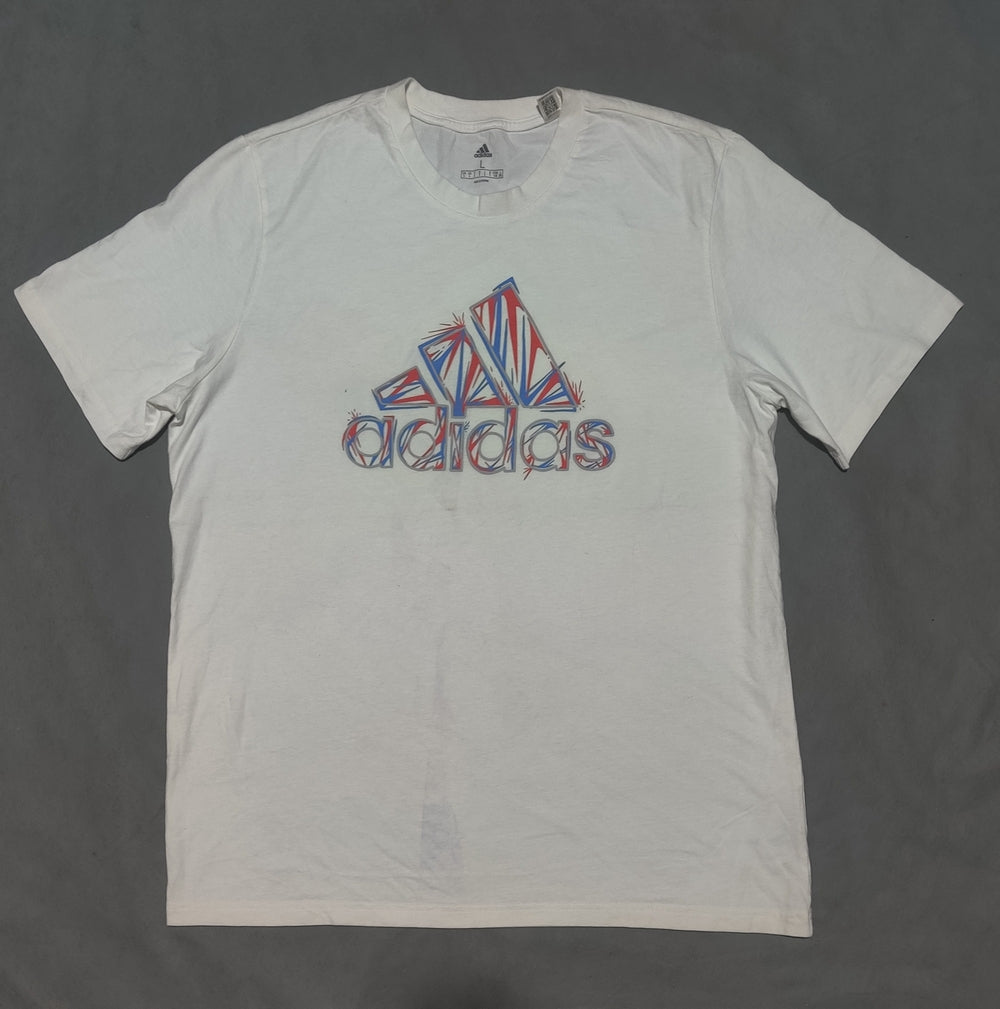 Adidas Men Cotton White T Shirt