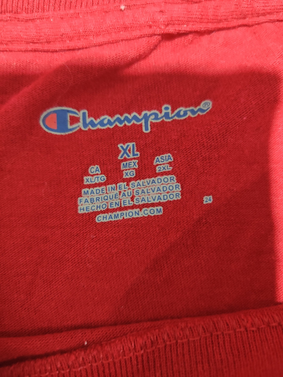 Champion Men Cotton Red T Shirt