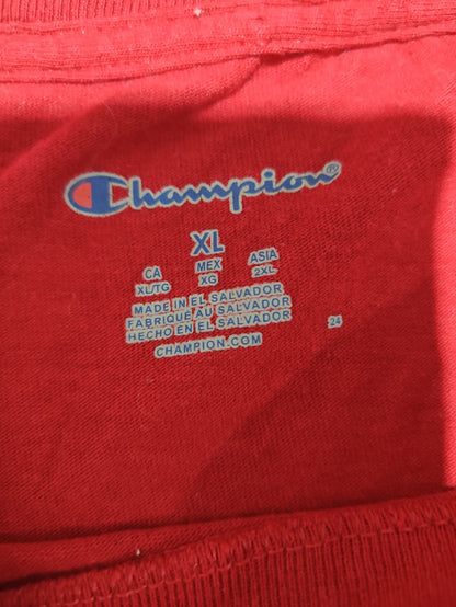 Champion Men Cotton Red T Shirt