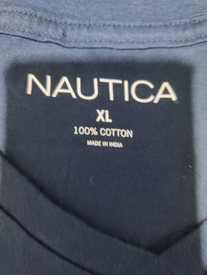 Nautica Men Cotton Blue T Shirt