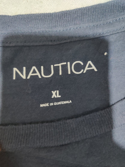 Nautica Men Cotton Blue T Shirt