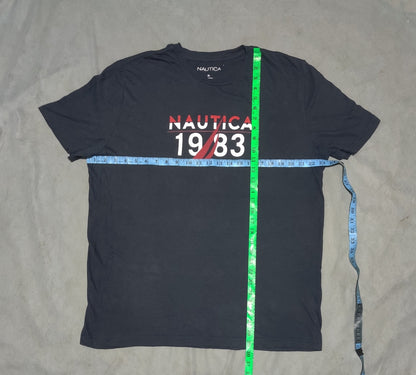 Nautica Men Cotton Blue T Shirt