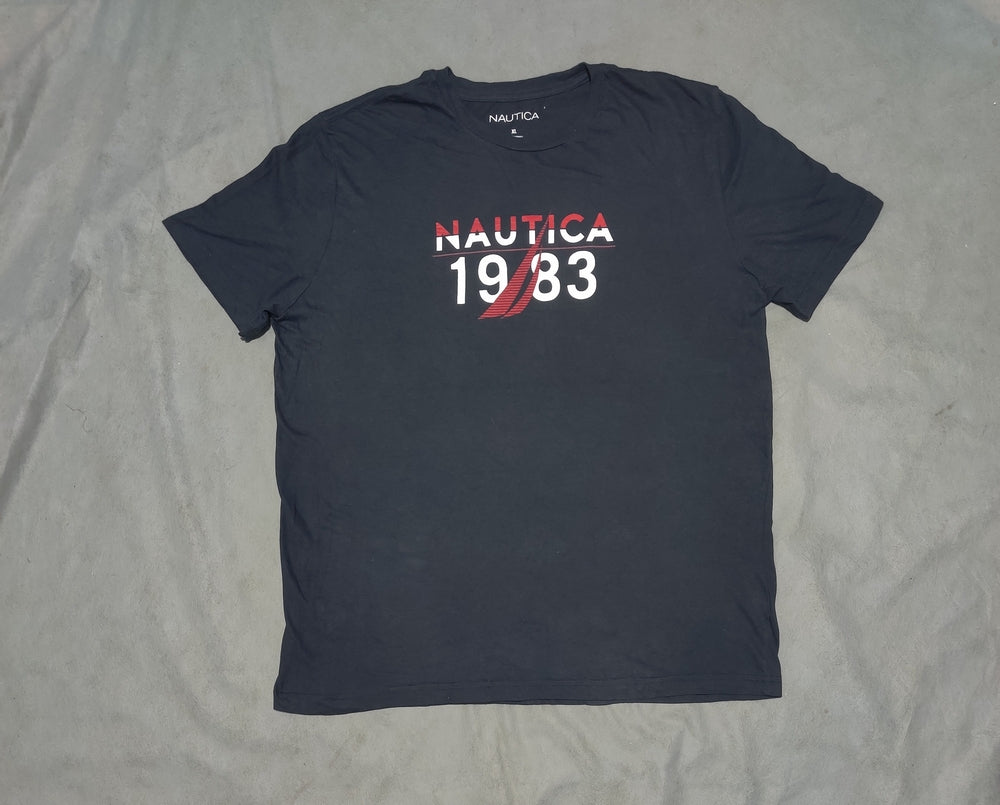 Nautica Men Cotton Blue T Shirt