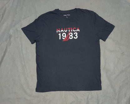 Nautica Men Cotton Blue T Shirt