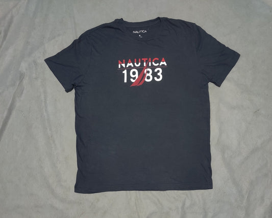 Nautica Men Cotton Blue T Shirt