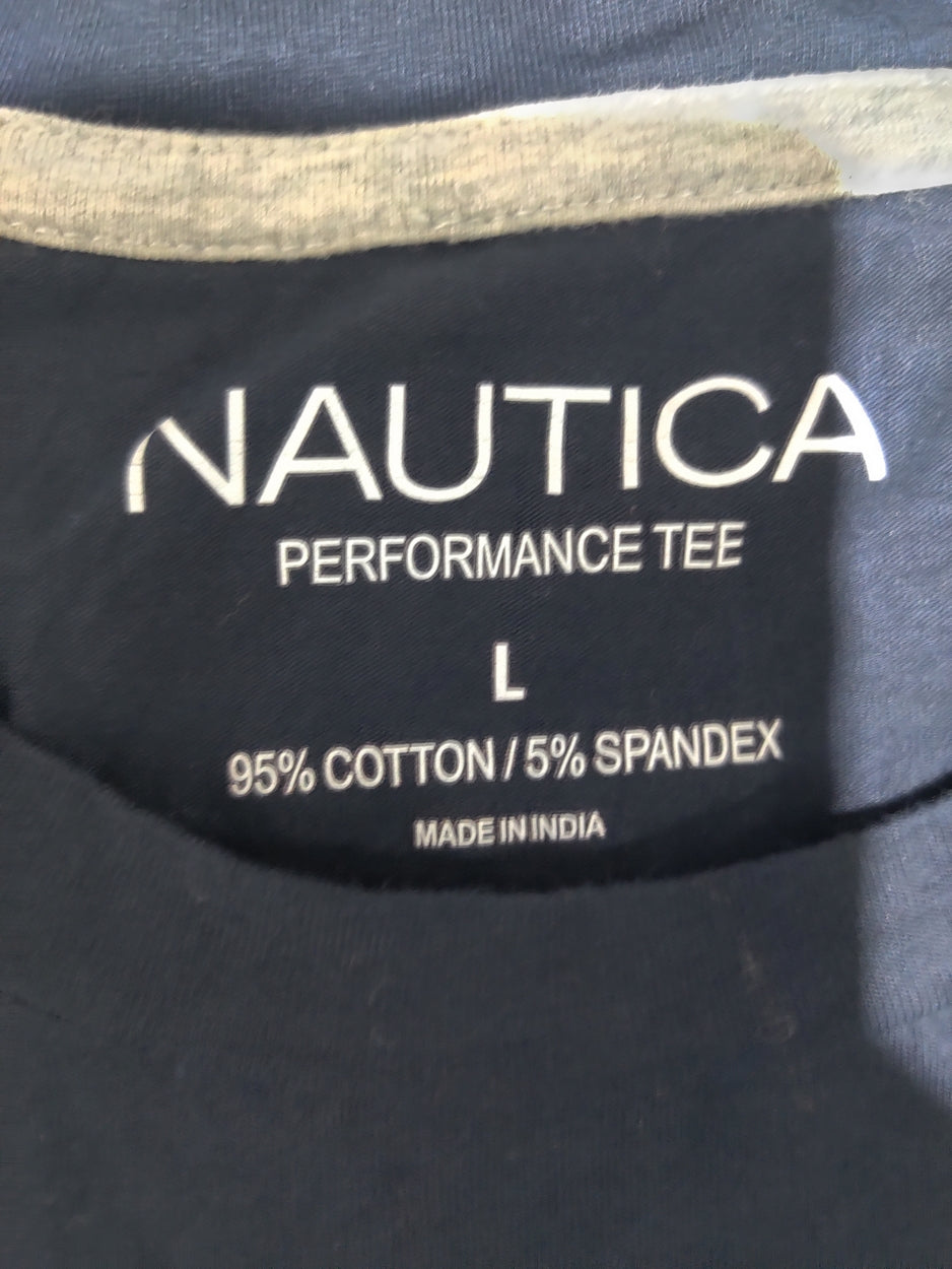 Nautica Men Cotton Blue T Shirt