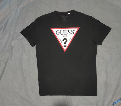 Guess Men Cotton Black T Shirt