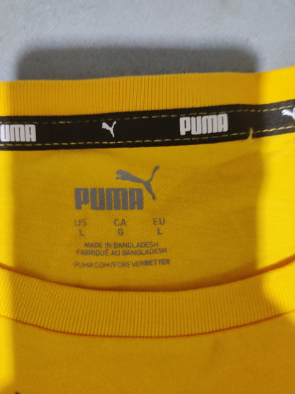 Puma Men Cotton Yellow T Shirt