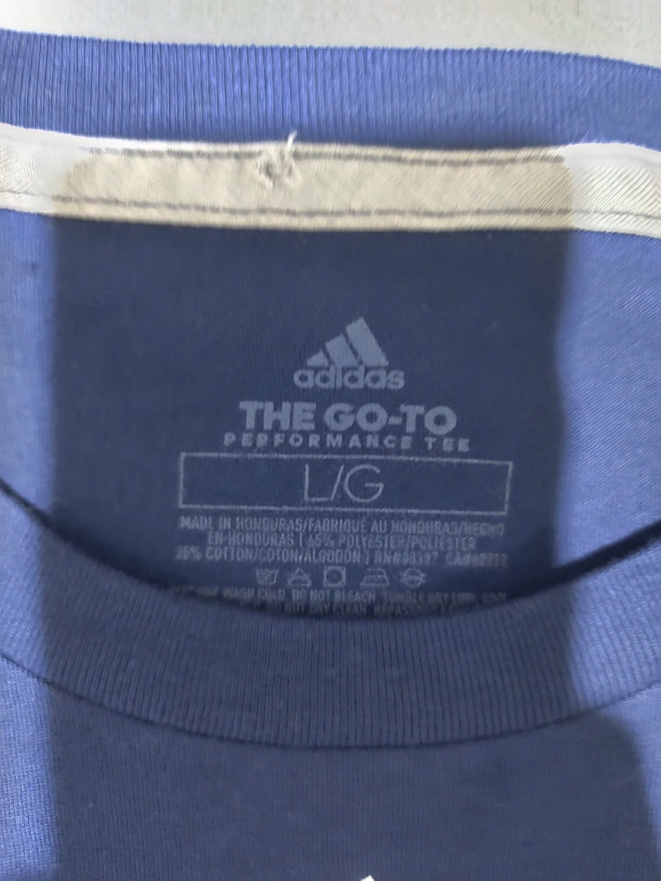 Adidas Men Cotton Blue T Shirt