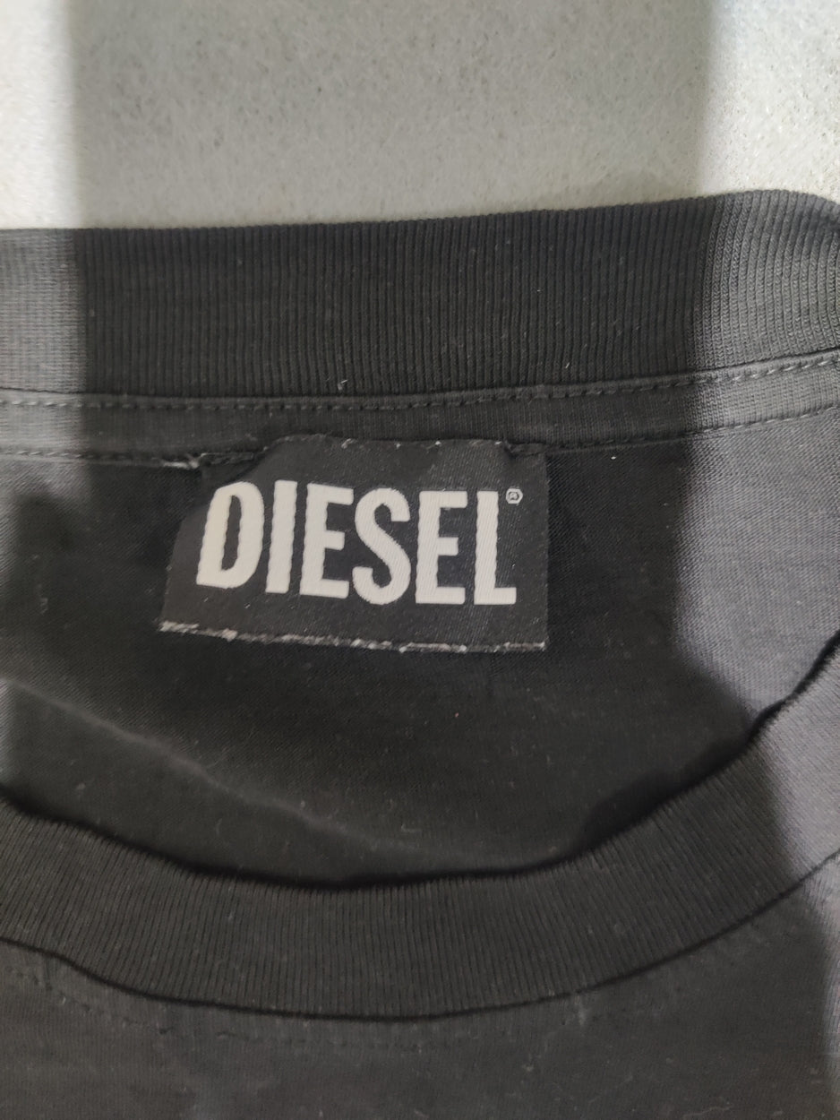 Diesel Men Cotton Black T Shirt