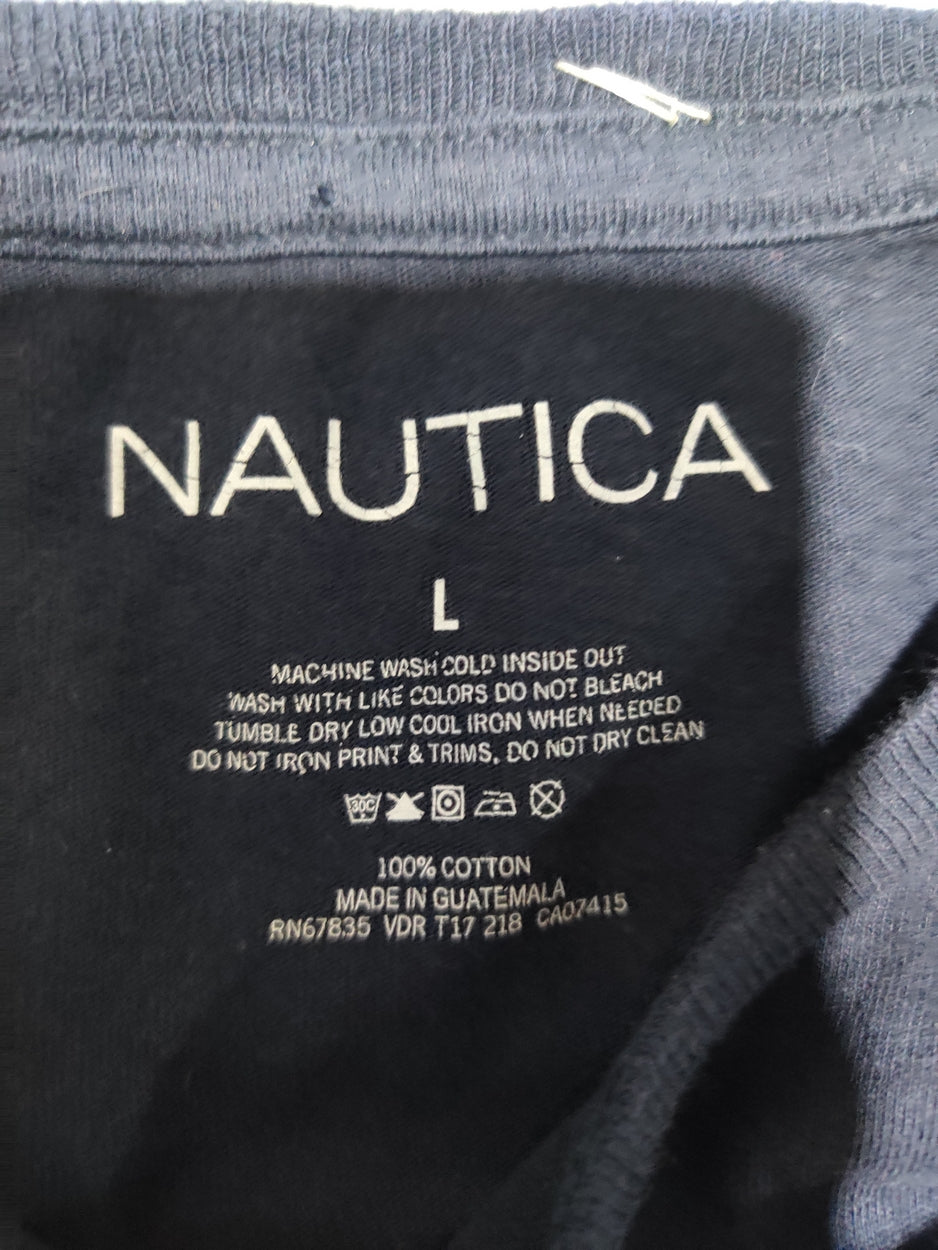 Nautica Men Cotton Blue T Shirt