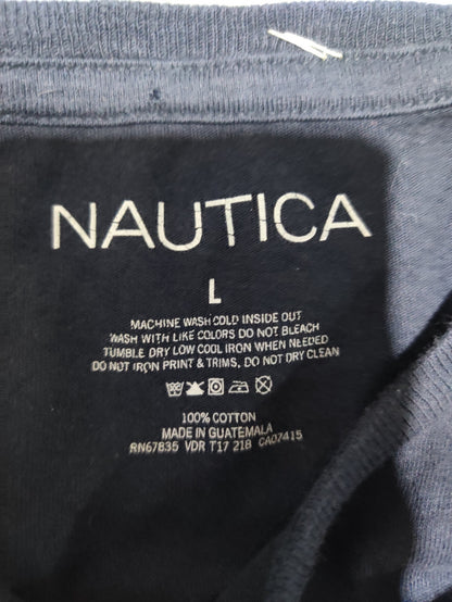 Nautica Men Cotton Blue T Shirt