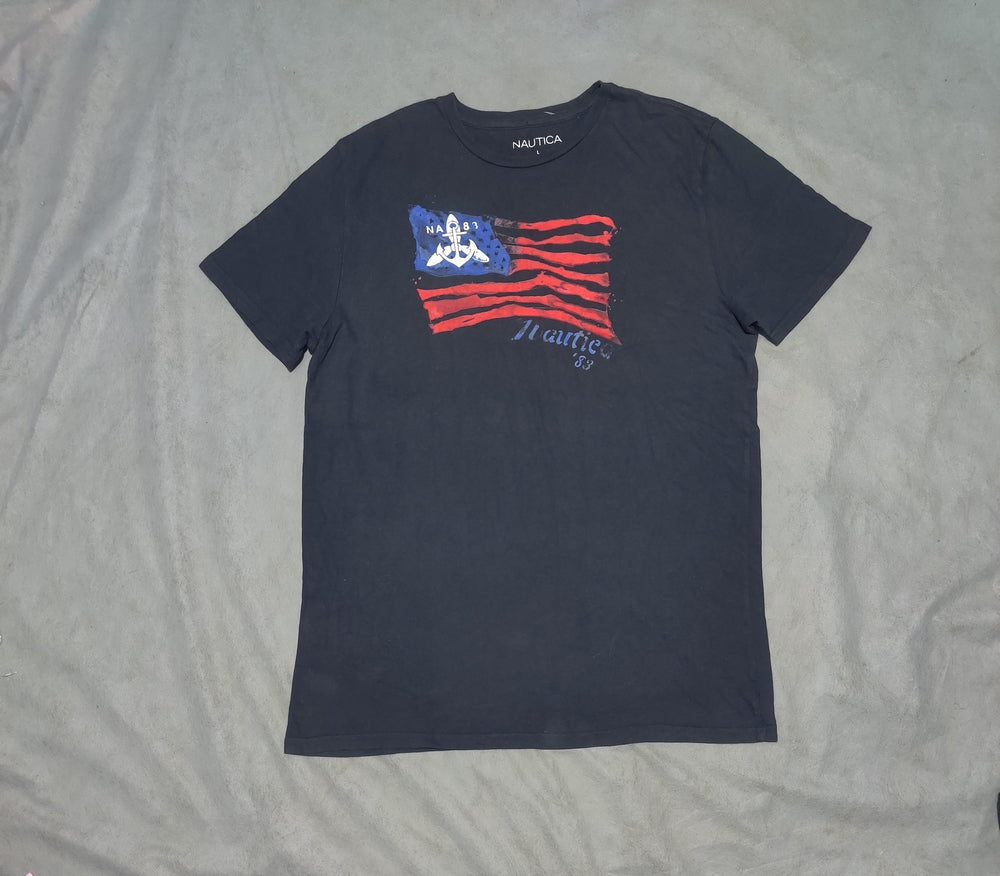 Nautica Men Cotton Blue T Shirt