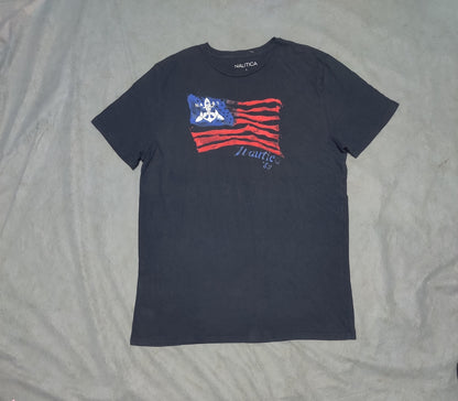Nautica Men Cotton Blue T Shirt