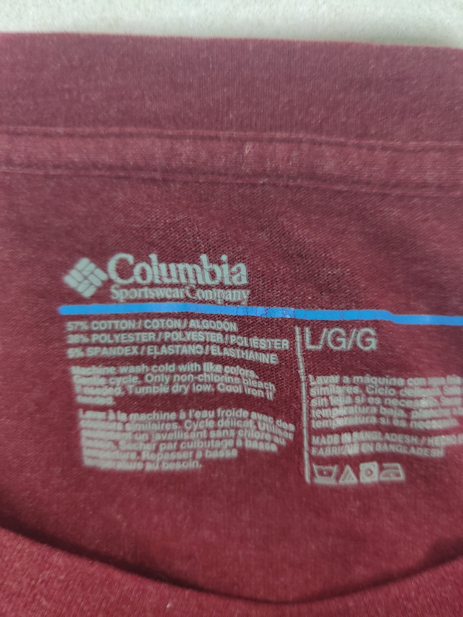 Columbia Men Cotton Maroon T Shirt