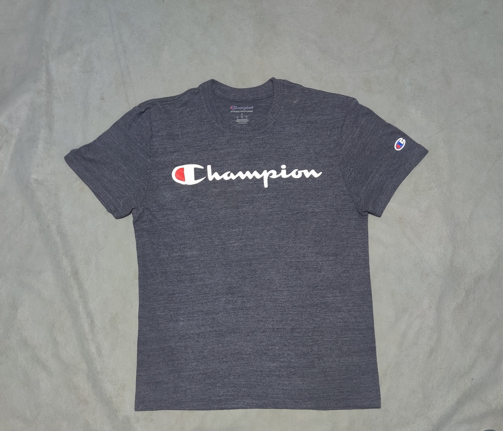 Champion Men Cotton Gray T Shirt