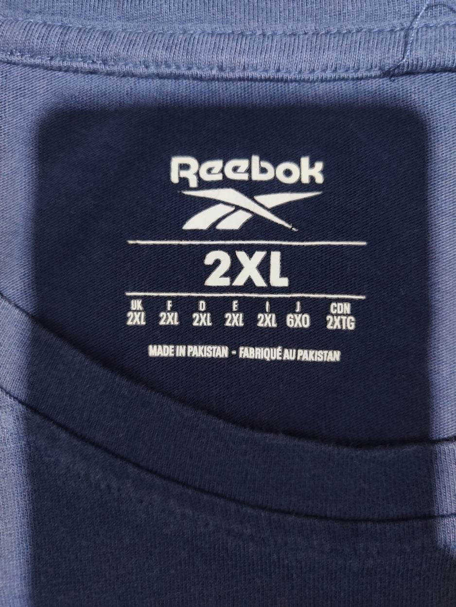 Reebok Men Cotton Blue T Shirt