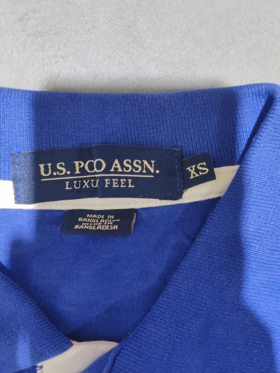 Polo U.S. Assn Men Blue Cotton Polo T Shirt XS