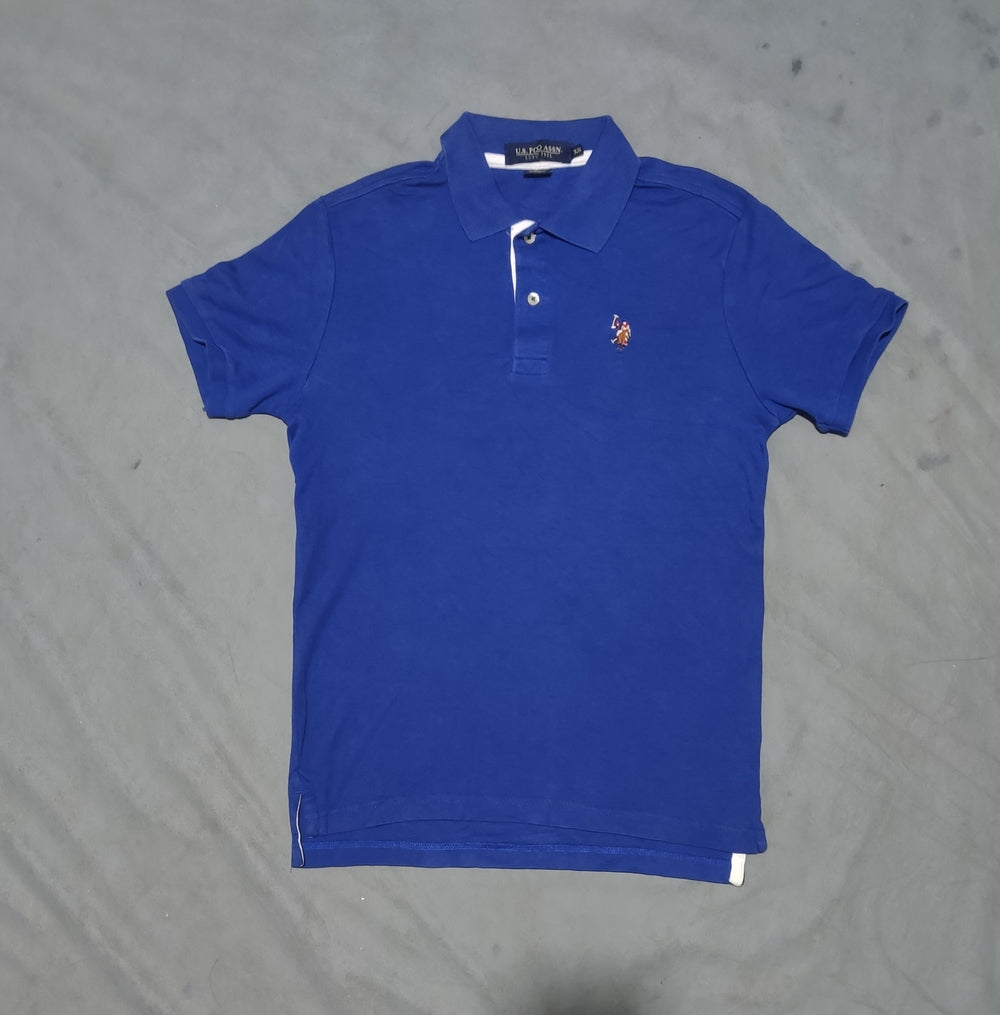 Polo U.S. Assn Men Blue Cotton Polo T Shirt XS