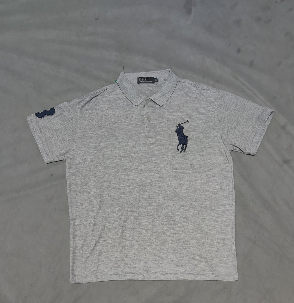 Polo Ralph Lauren Men Gray Cotton Polo T Shirt 2XL
