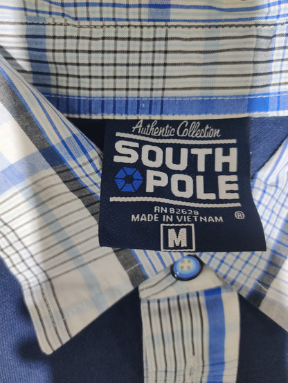 South Pole Men Blue Cotton Polo T Shirt M