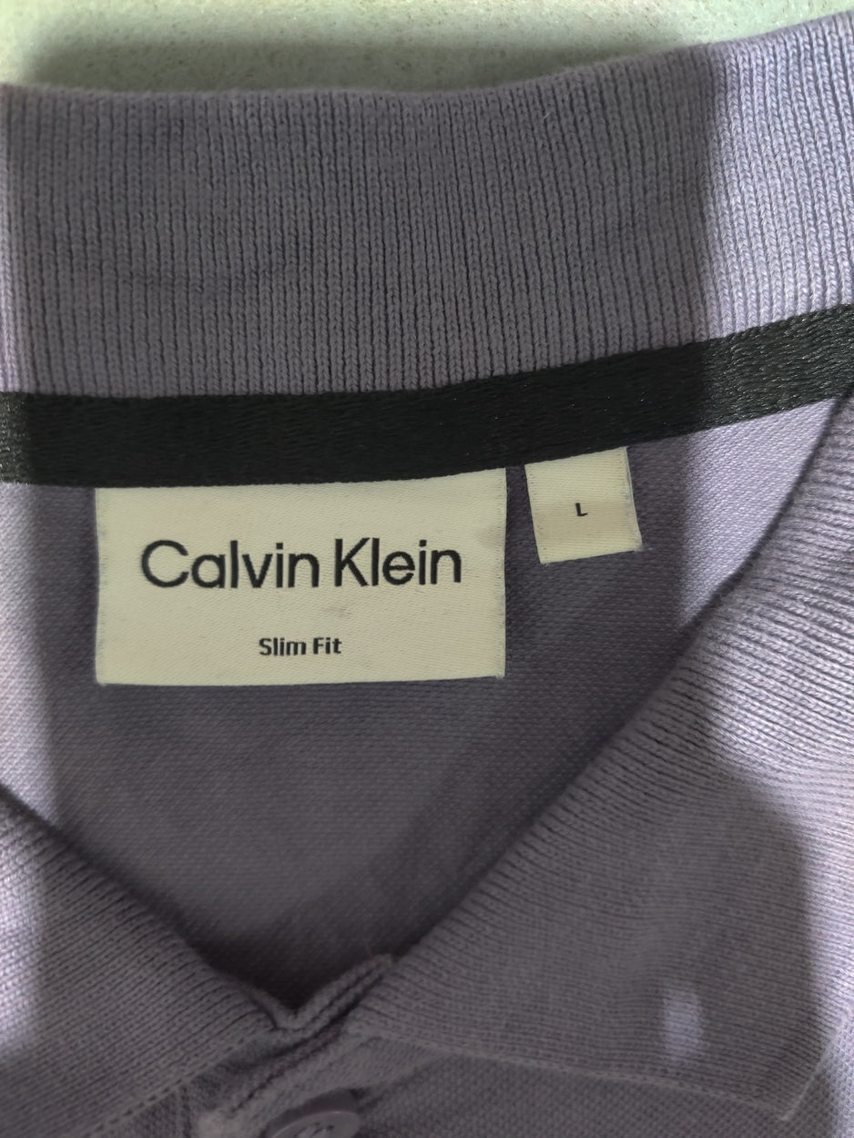 Calvin Klein Men Purple Cotton Polo T Shirt L