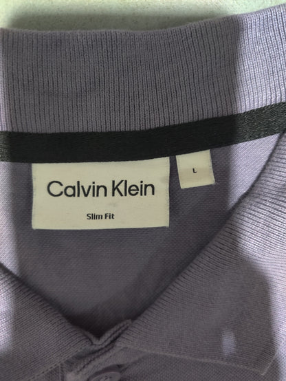 Calvin Klein Men Purple Cotton Polo T Shirt L