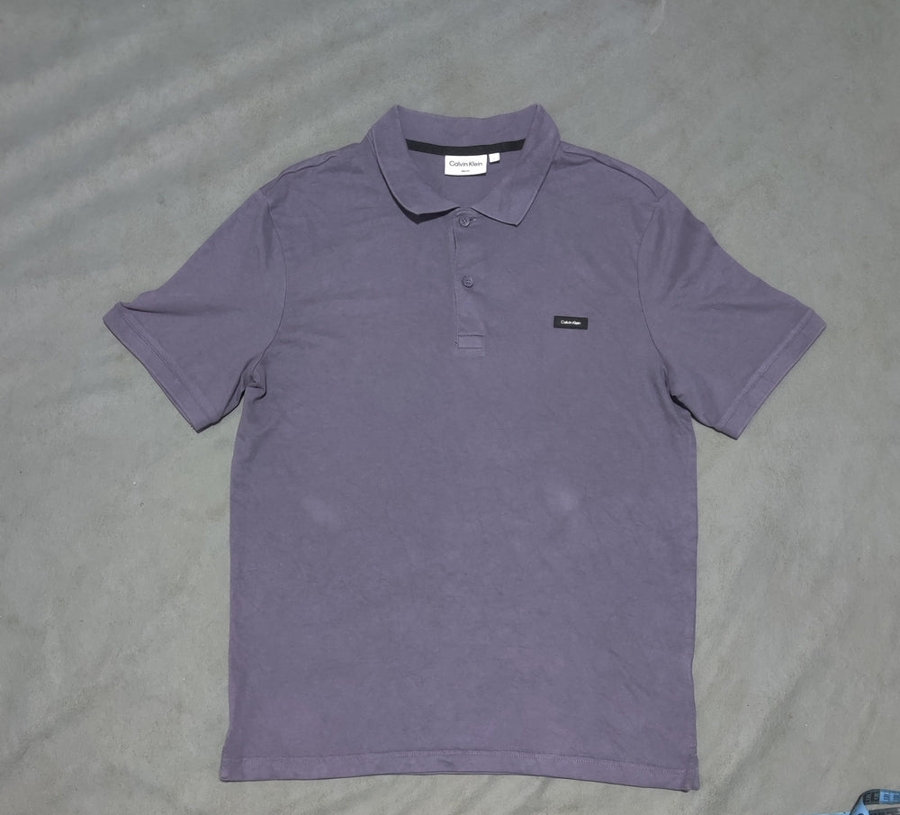 Calvin Klein Men Purple Cotton Polo T Shirt L