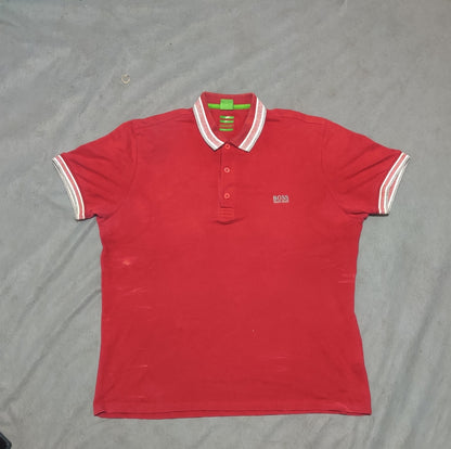 Hugo Boss Men Red Cotton Polo T Shirt 2XL