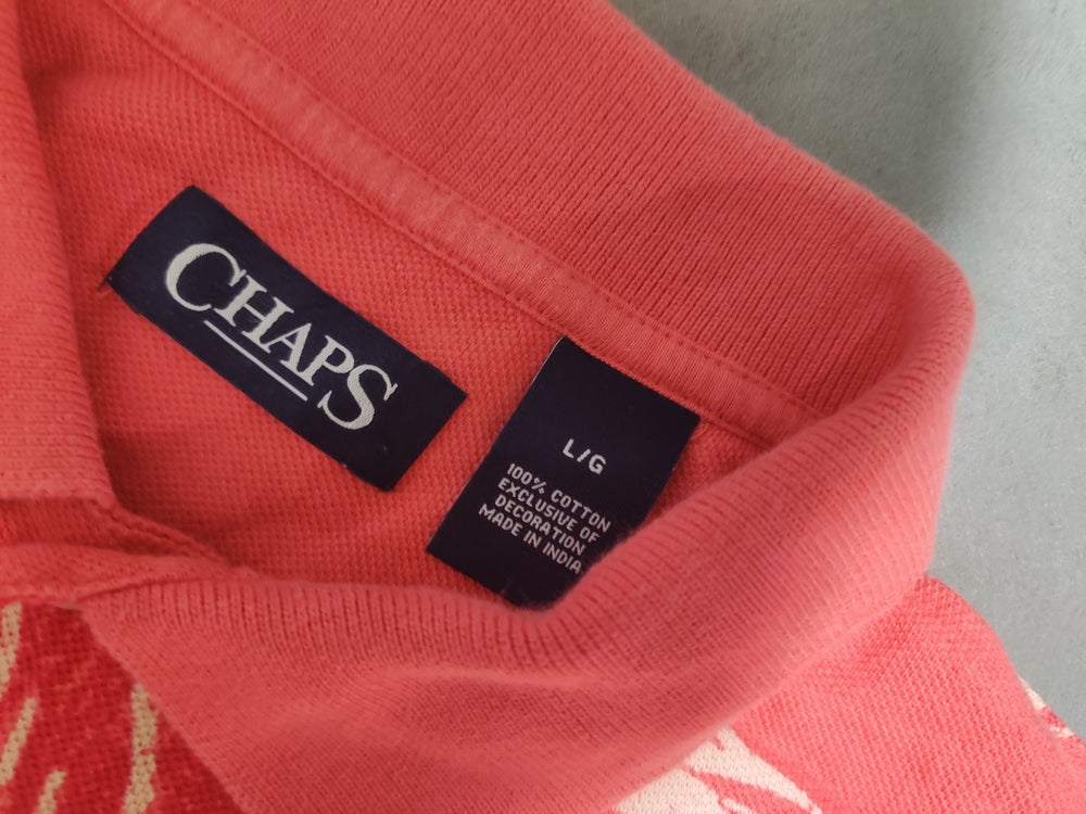Chaps Men Red Cotton Polo T Shirt L
