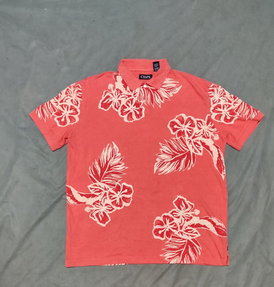 Chaps Men Red Cotton Polo T Shirt L