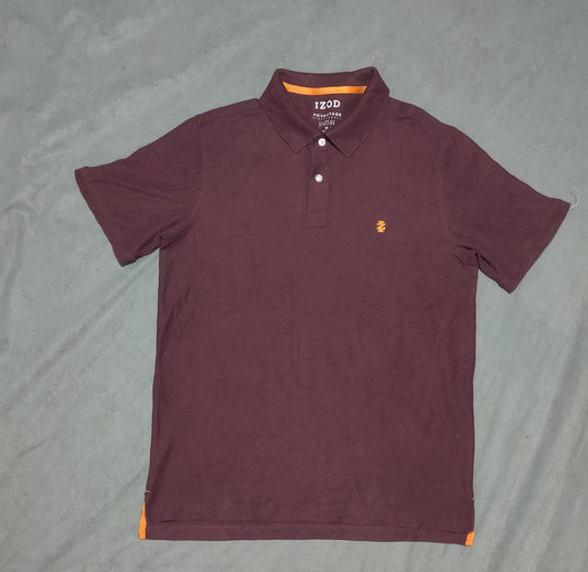 Izod Men Maroon Cotton Polo T Shirt M