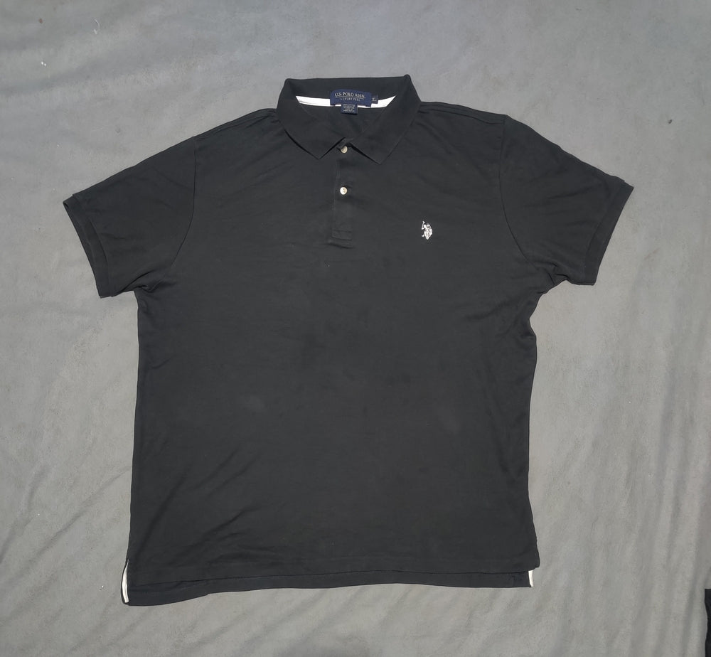 Polo U.S. Assn Men Black Cotton Polo T Shirt XL