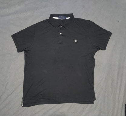 Polo U.S. Assn Men Black Cotton Polo T Shirt XL