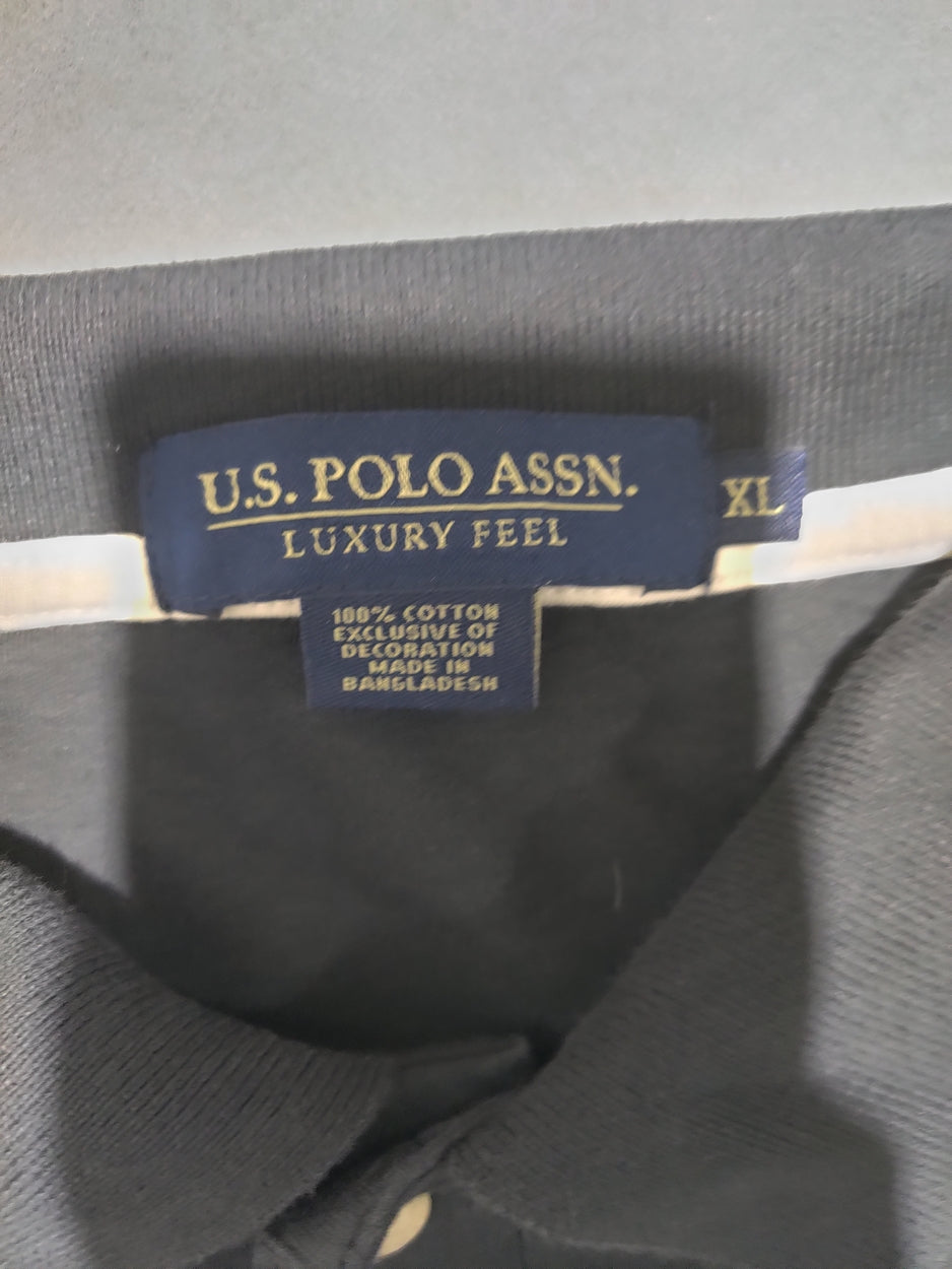 Polo U.S. Assn Men Black Cotton Polo T Shirt XL