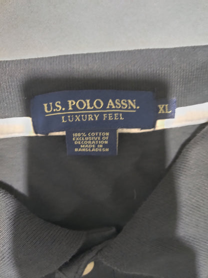 Polo U.S. Assn Men Black Cotton Polo T Shirt XL
