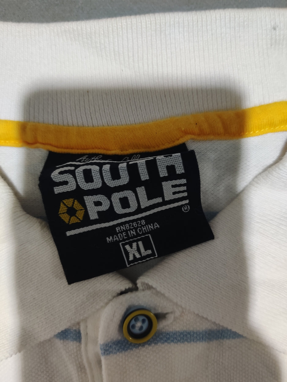South Pole Men White Cotton Polo T Shirt XL