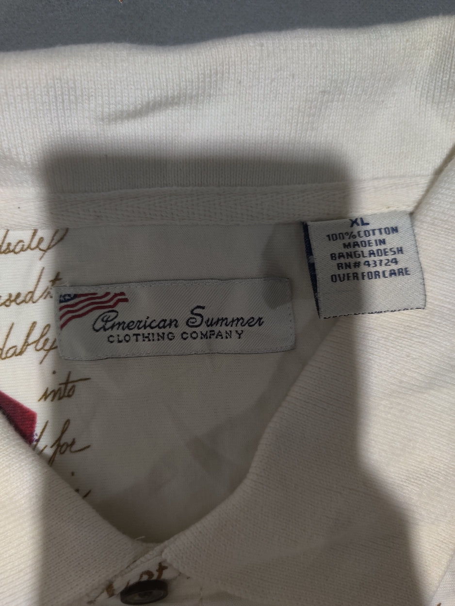 American Summer Men Cream Cotton Polo T Shirt XL