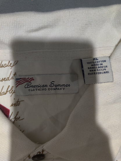 American Summer Men Cream Cotton Polo T Shirt XL