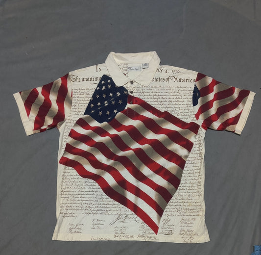 American Summer Men Cream Cotton Polo T Shirt XL