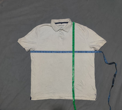 Nautica Men Cream Cotton Polo T Shirt L