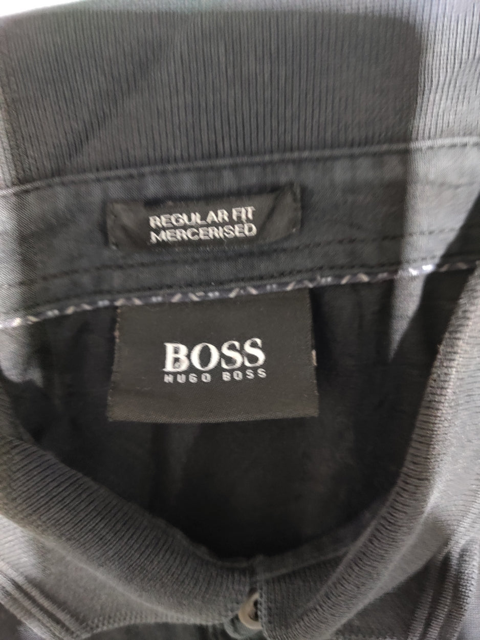 Hugo Boss Men Black Cotton Polo T Shirt XL