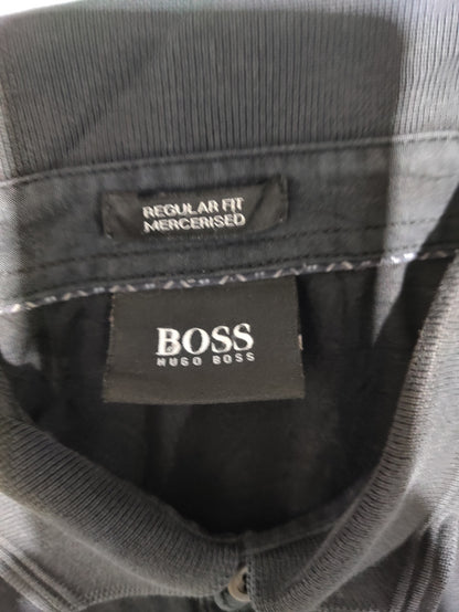 Hugo Boss Men Black Cotton Polo T Shirt XL
